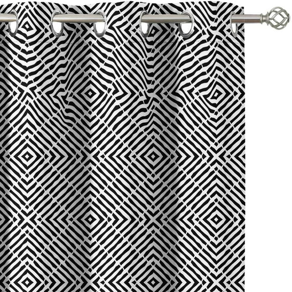 Vargottam Printed Blackout Curtains - Black Optical Illusion Design, Set of 2 Panels, 52 x 72 Inches - Room Darkening, Thermal Insulated Window/Door Drapes with Grommets