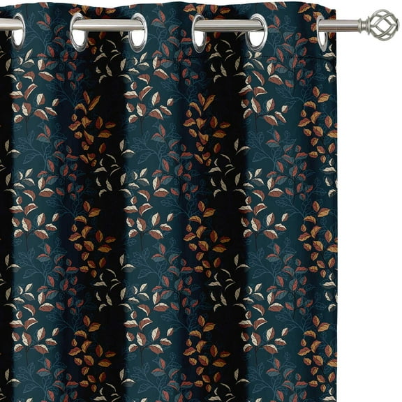 Vargottam Printed Blackout Curtains - Blue Vintage Floral Design, Set of 2 Panels, 52 x 108 Inches - Room Darkening, Thermal Insulated Window/Door Drapes with Grommets