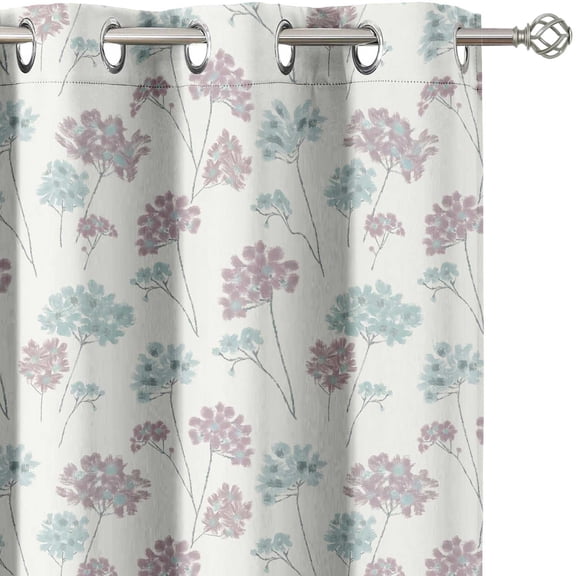 Vargottam Printed Blackout Curtains - Blue Wildflower Bunch Design, Set of 2 Panels, 52 x 90 Inches - Room Darkening, Thermal Insulated Window/Door Drapes with Grommets