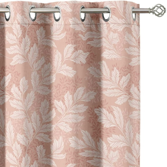 Vargottam Printed Blackout Curtains - Orange Leaf Design, Set of 2 Panels, 52 x 63 Inches - Room Darkening, Thermal Insulated Window/Door Drapes with Grommets