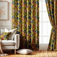 thumbnail image 1 of Vargottam Printed Blackout Curtains - Yellow Floral Design, Set of 2 Panels, 52 x 63 Inches - Room Darkening, Thermal Insulated Window/Door Drapes with Grommets, 1 of 9