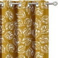 thumbnail image 1 of Vargottam Printed Blackout Curtains - Yellow Linear Leaf Design, Set of 2 Panels, 52 x 72 Inches - Room Darkening, Thermal Insulated Window/Door Drapes with Grommets - Yellow, 1 of 9
