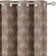 thumbnail image 1 of Vargottam Room Darkening Curtains - Arch Fan Motif Pattern, Set of 2 Panels, 42" x 72" - Grommet-Top Blackout Window/Door Drapes for Bedroom, Nursery & Living Room - Brown, 1 of 9