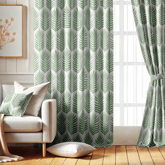 Vargottam Room Darkening Curtains - Green Flower Pattern, Set of 2 Panels, 52" x 108" - Grommet-Top Blackout Window/Door Drapes for Bedroom, Nursery & Living Room - Green