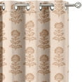 thumbnail image 1 of Vargottam Room Darkening Curtains - Marigold Motif Pattern, Set of 2 Panels, 52" x 90" - Grommet-Top Blackout Window/Door Drapes for Bedroom, Nursery & Living Room - Orange, 1 of 9