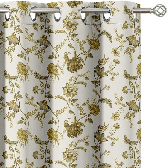 Vargottam Room Darkening Curtains - Vintage Vine Pattern, Set of 2 Panels, 52" x 72" - Grommet-Top Blackout Window/Door Drapes for Bedroom, Nursery & Living Room - Green