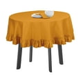 thumbnail image 1 of Vargottam Ruffle Tablecloth Kitchen Dining Tabletop Cover Decoration Cotton Solid Table Cover Round, Mustard Yellow-69 Inches Diameter, 1 of 9