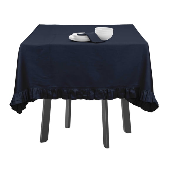 Vargottam Ruffle Tablecloth Rectangular Tabletop Covers Kitchen Dining Table Cloth Party Decoration Cotton Table Cover,Blue,60 x 120 Inches