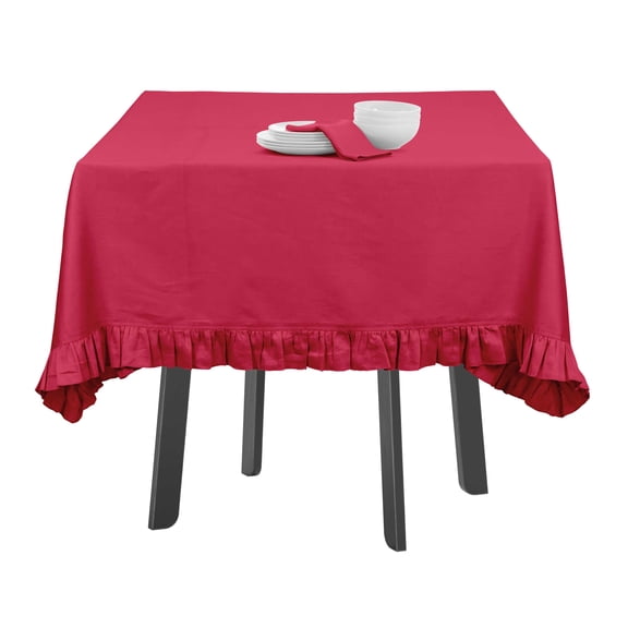 Vargottam Ruffle Tablecloth Rectangular Tabletop Covers Kitchen Dining Table Cloth Party Decoration Cotton Table Cover,Magenta,54 x 72 Inches