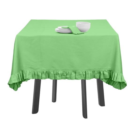 Vargottam Ruffle Tablecloth Rectangular Tabletop Covers Kitchen Dining Table Cloth Party Decoration Cotton Table Cover,Mint Green,54 x 80 Inches