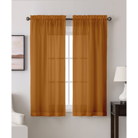 Vargottam Sheer Polyester Georgette Window Curtains 42" W x 54" L - Rod Pocket with 1.5" Frill, 2 Panels - Semi-Sheer Curtain Panels for Bedroom, Living Room, or Dining Windows