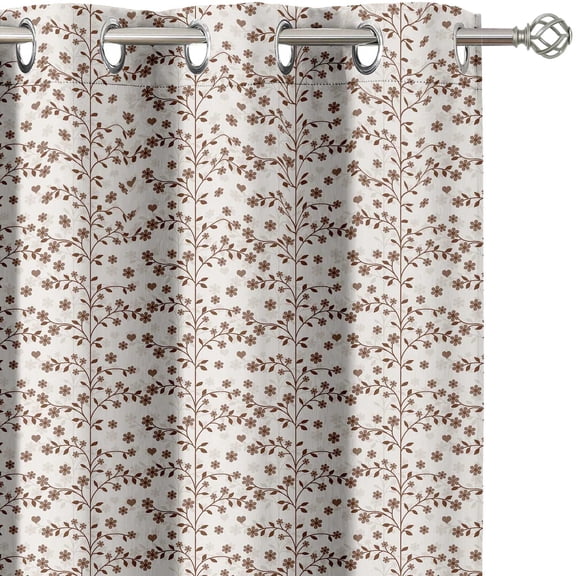 Vargottam Tiny Bud Vine Design Blackout Curtains - Set of 2 Panels, 42 x 72 Inches Each - Light Blocking & Thermal Insulated Drapes with Grommet Top for Bedroom & Living Room - White