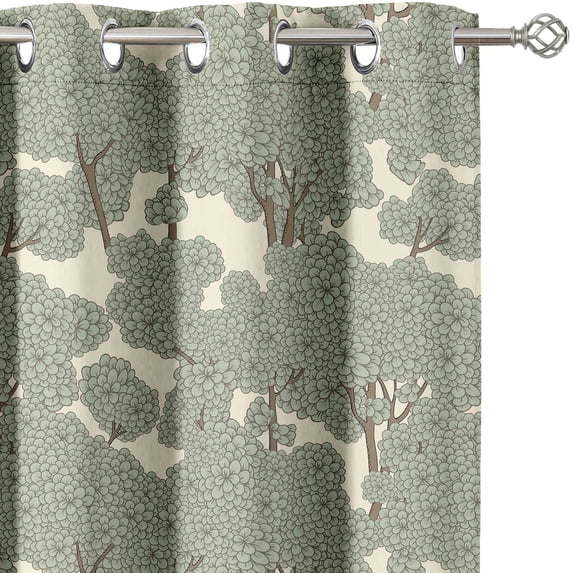 Vargottam Tree Canopy Design Blackout Curtains - Set of 2 Panels, 52 x 90 Inches Each - Light Blocking & Thermal Insulated Drapes with Grommet Top for Bedroom & Living Room - Green