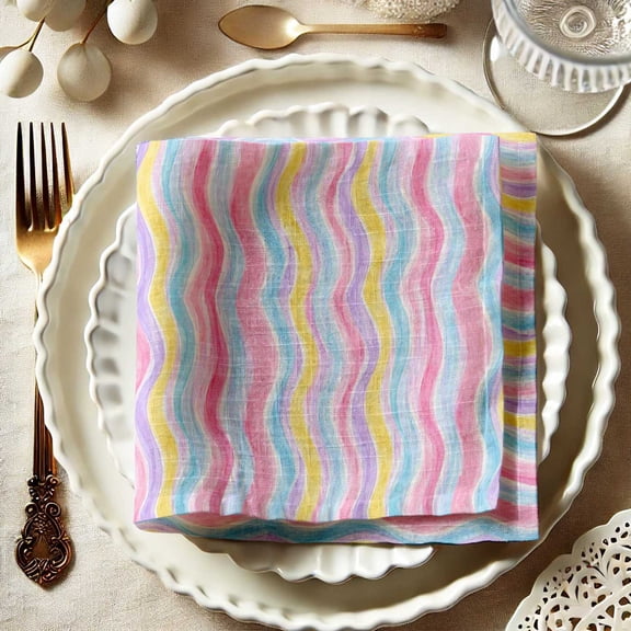 Vargottam&nbsp;Abstract&nbsp;Print Cotton Muslin Napkins - Set of 12, 20-Inch, Luxurious Soft Cloth Napkins for Dining & Events, Absorbent, Washable & Tableware&nbsp;&nbsp;