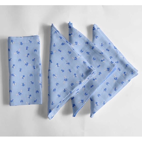 Vargottam&nbsp;Insect&nbsp;Print Cotton Muslin Napkins - Set of 12, 20-Inch, Luxurious Soft Cloth Napkins for Dining & Events, Absorbent, Washable & Tableware&nbsp;&nbsp;