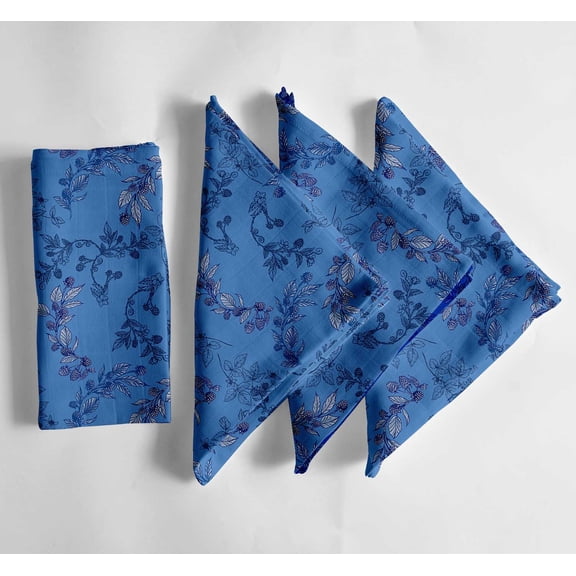 Vargottam Leaves Print Cotton Muslin Napkins - Set of 12, 20-Inch, Luxurious Soft Cloth Napkins for Dining , Absorbent, Washable & Tableware 