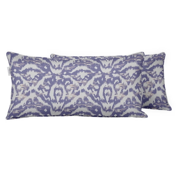 VargottamIndoor/OutdoorPolyester FabricLumbarPillowCover,All-Weather Waterproof Rectangular Cushion Case for Patio Furniture,12" x 18"Set of 2 -Ikat-37