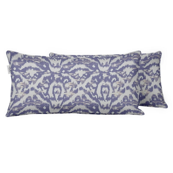 VargottamIndoor/OutdoorPolyester FabricLumbarPillowCover,All-Weather Waterproof Rectangular Cushion Case for Patio Furniture,12" x 24"Set of 2 -Ikat-33