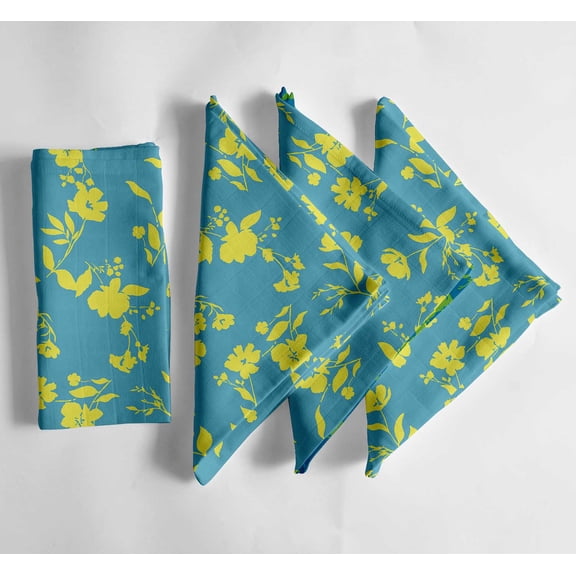 VargottamTranquil Blue Hues Botanical VinePrint Cotton Muslin Napkins - Set of 12, 20-Inch, Luxurious Soft Cloth Napkins for Dining & Events, Absorbent, Washable & Eco-Conscious Tableware