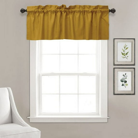 Vargottom Plain CottonValance, Decorative Window Rod PocketValanceHalf Drape For Kitchen Window 2 Panel,30x36 Inches, Mustard Yellow