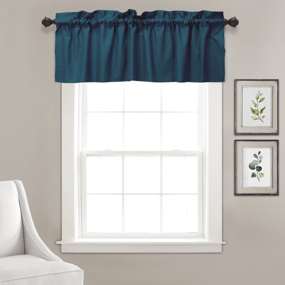 Vargottom Plain CottonValance, Decorative Window Rod PocketValanceHalf Drape For Kitchen Window 2 Panel,30x36 Inches, Teal Blue