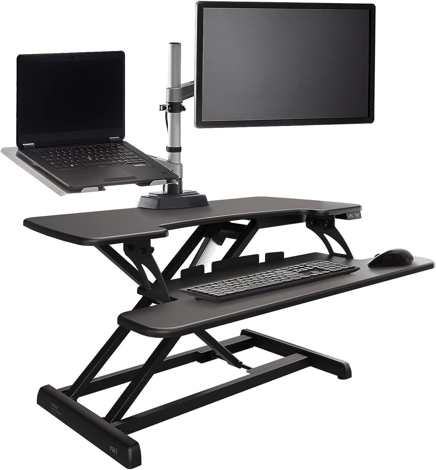 Black Electric Adjustable Standing Desk Converter with Keyboard Shelf