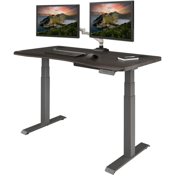 Vari 54” x 26" Ergonomic Height Adjustable Standing Desk Computer Table, Espresso Wood