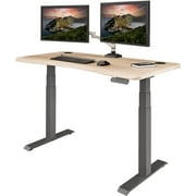 Vari 54” x 26" Ergonomic Height Adjustable Standing Desk Computer Table, Light Wood