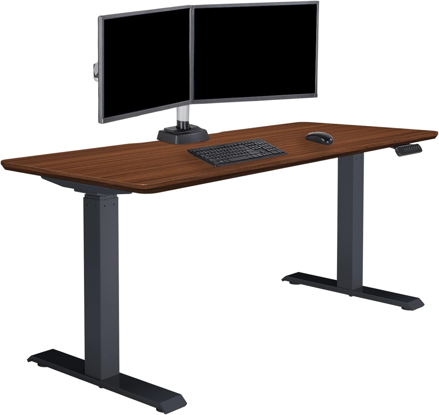 Vari 60” x 24" VariDesk Electric Height Adjustable Standing Desk Computer Table, Dark Wood