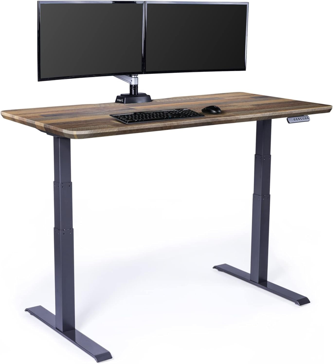 Vari 60” x 30" VariDesk Electric Height Adjustable Standing Desk Computer Table, Reclaimed Wood