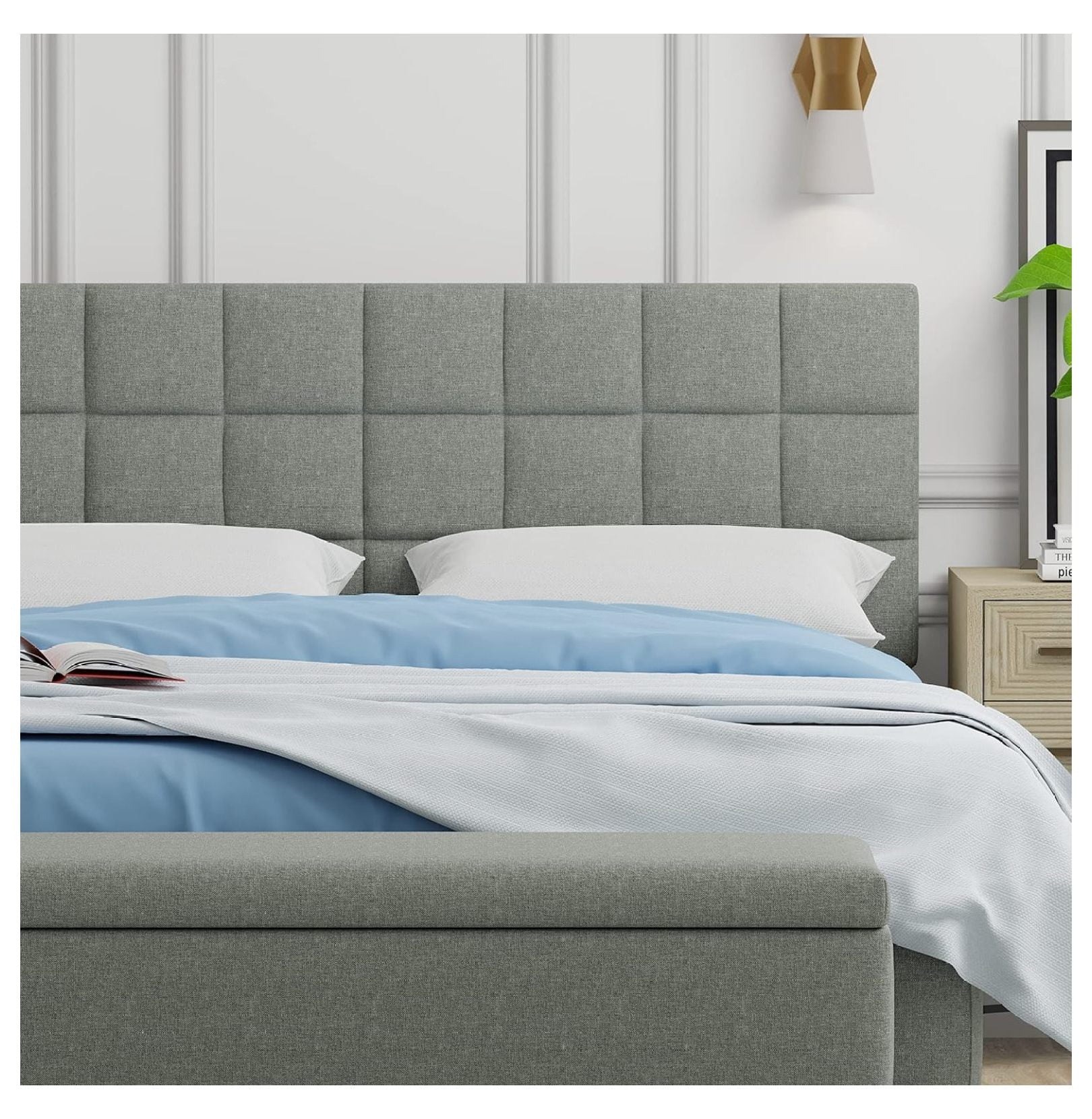 Varia 20" Tall Panel Upholstered Headboard, 3Row Square Tufting, Full