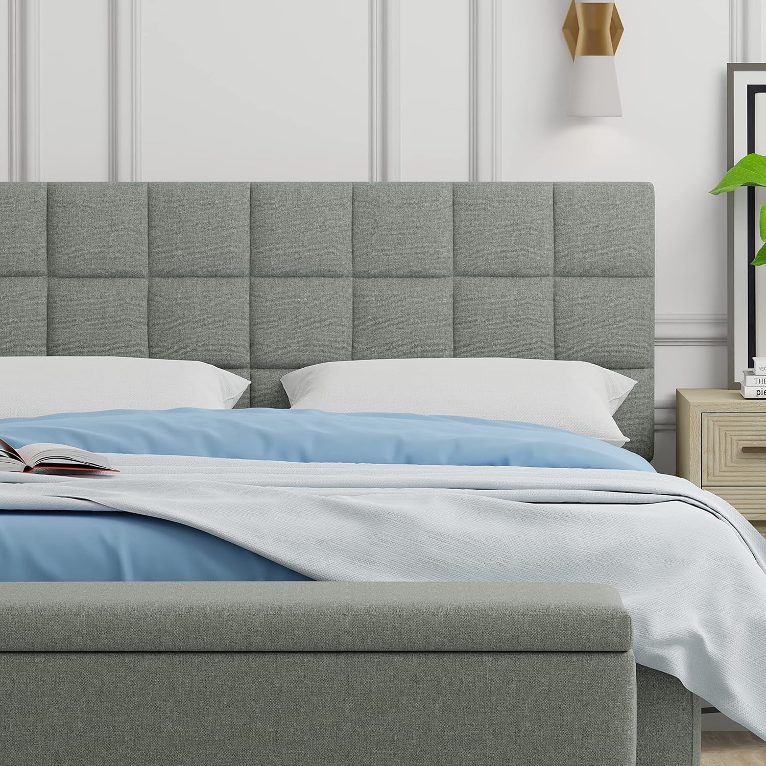 Varia 20" Tall Panel Upholstered Headboard, 3Row Square Tufting, Full