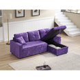 thumbnail image 1 of Variable Bed Sofa Living Room Folding Sofa, L Shaped Velvet Sleeper Sofa Bed with Reversible Storage Chaise, Modern Upholstered Sectional Sofa for Home, Office, Hotel,Purple, 1 of 7