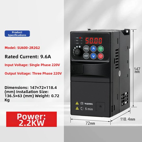 Variable Frequency Drive 2.2KW 220V Input 3-Phase Output VFD Controller With RS485 For Motor Pump Fan Energy Saving Protection SU600 Series