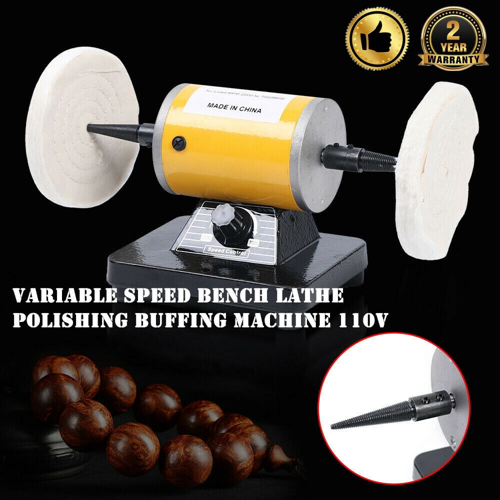 Variable Speed Bench Lathe Polishing Machine Buffing Motor Jewelry Polisher 200W 2000-7000rpm Infinitely Adjustable 5.8*4.7*5.3in for Polishing The Surface