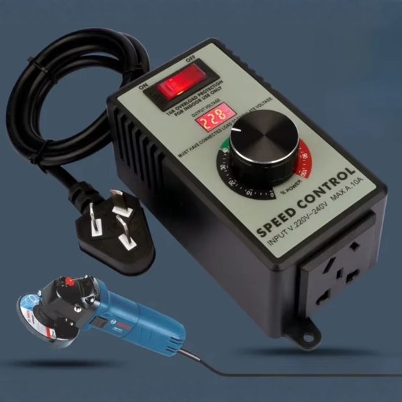 Variable Speed Controller 230V 10A Electronic Motor Regulator with Overload Protector for Angle Grinder Router Drill Circular Saw Power Tool Accessories EU Plug C