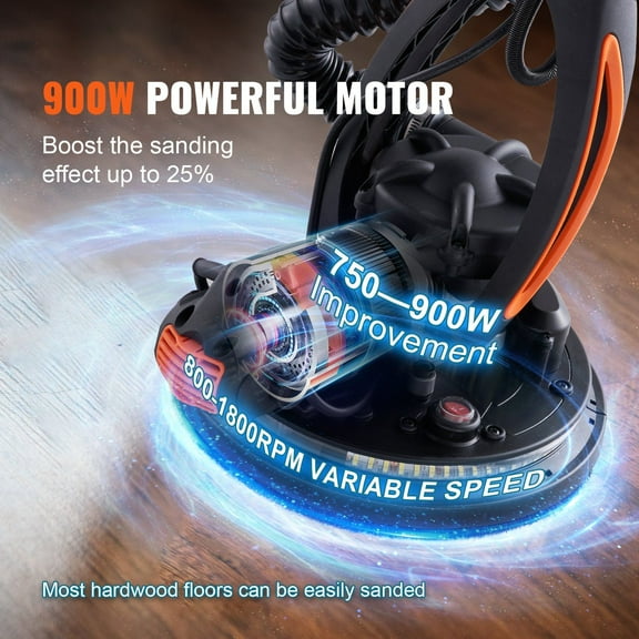 Variable Speed Drywall Sander 900W, Self-Suction Dust Collection, 1800 Max RPM - for Smooth Finishing