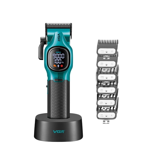 Variable Speed Hair Clipper,TTOOGO Professional Barber Clipper with LED Display, 9000RPM High Speed Motor, 3200mAh Rechargeable Hair Cutting Machine with Charging Base and Guide Combs