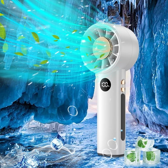 Variable Speed Handheld Fan 100 Gears, LED Digital Stepless Adjustment, High Power Silent Turbine Mini Portable, Outdoor Low Noise, Type-C 5V/2A 6W, 4000-6000mAh Battery