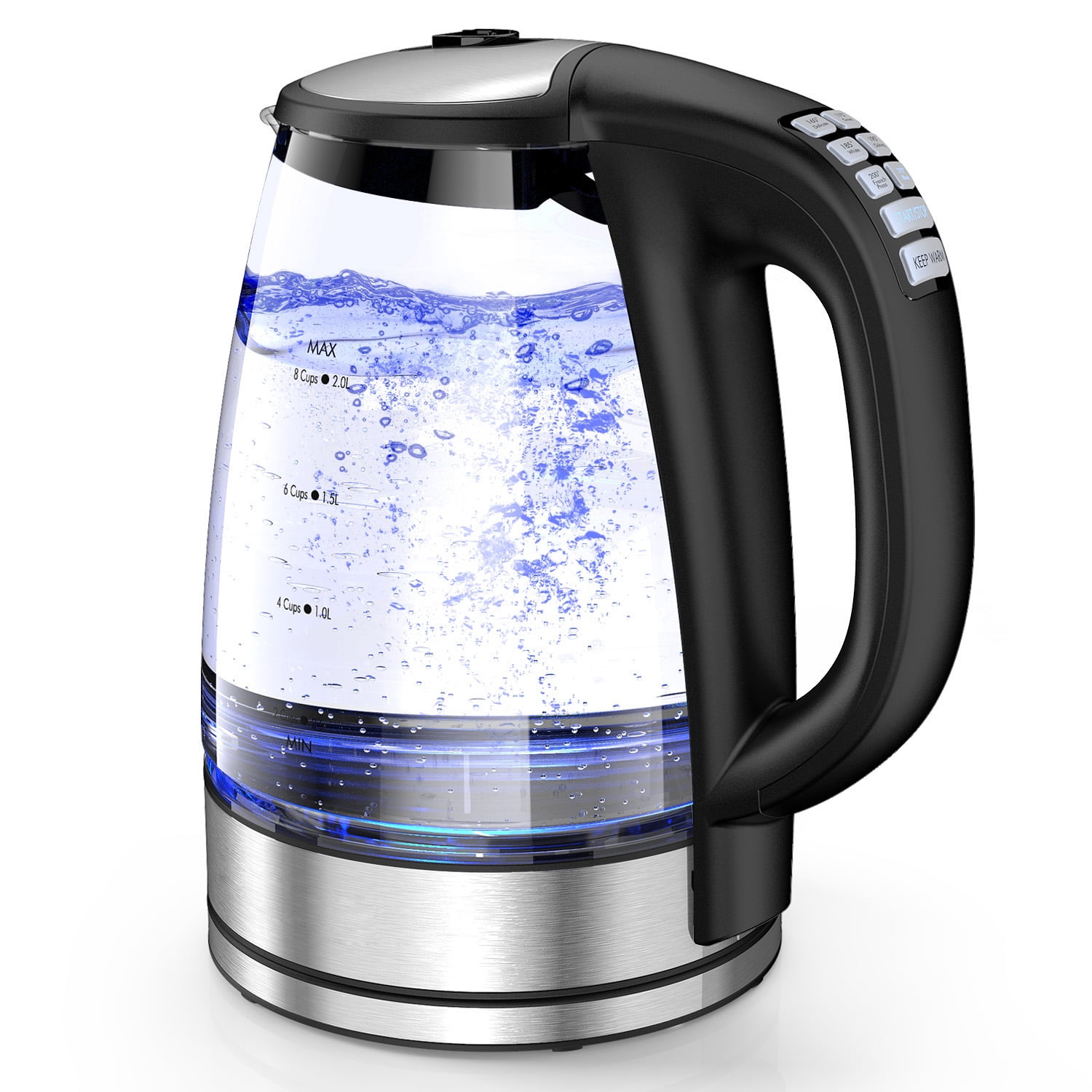 Variable Temperature Electric Kettle, 1200W Electric Tea Kettle, 8 Big Cups  2.0L Glass Electric Kettle with 4Hrs Keep Warm Function u0026 Boil-Dry  Protection - Walmart.com