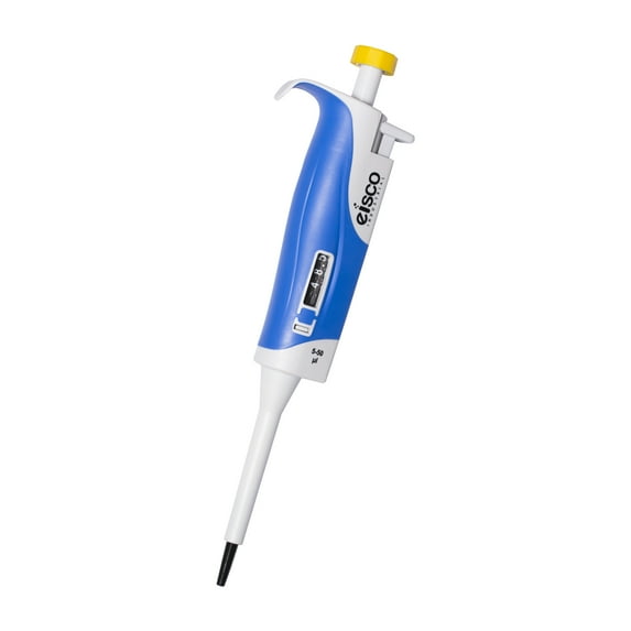 Variable Volume Micropipette - Fully Autoclavable - 5-50uL Volume Range - 0.50uL Increments - Includes Calibration Report - Eisco Labs
