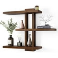thumbnail image 1 of Variable Wood Floating Shelves Set of 3, Wall Cube Shelves 28.35" Max, Wall Shelves for Living Room Bathroom Bedroom - Light Walnut Color - 28.35" x 23" x 5.9" Max, 1 of 7