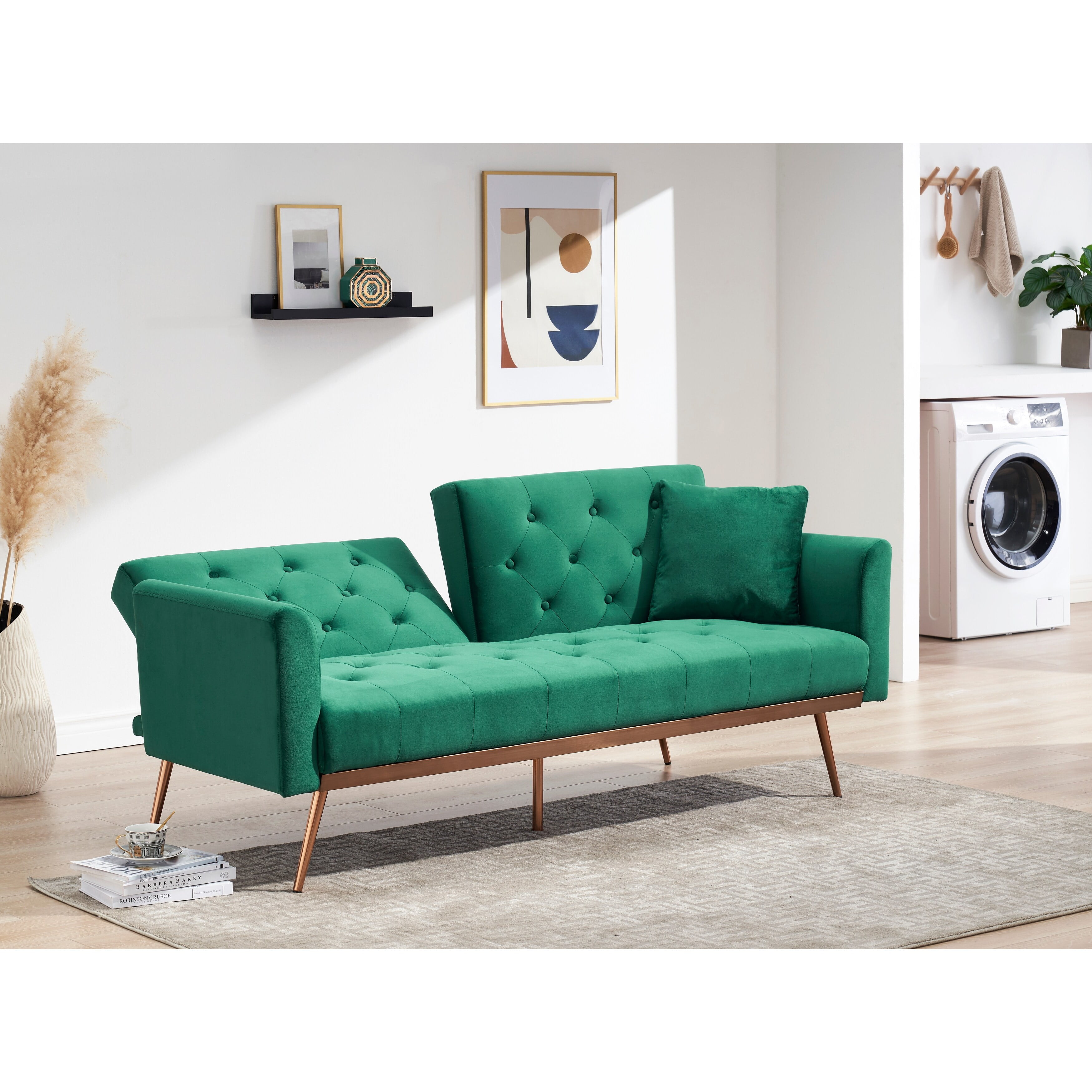Variable bed sofa living room folding sofa green