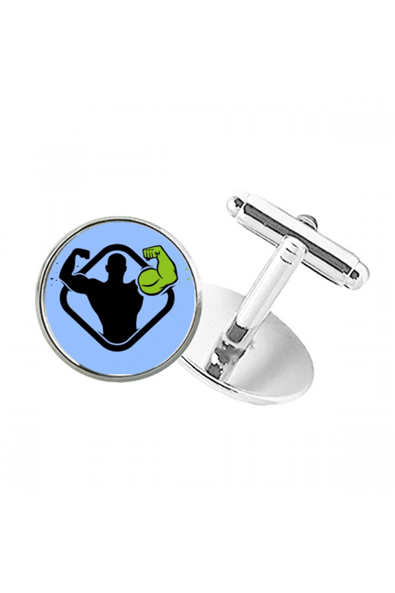 Variation Enhances Strength Muscles Round Button Cuff Clip Stud Cufflinks