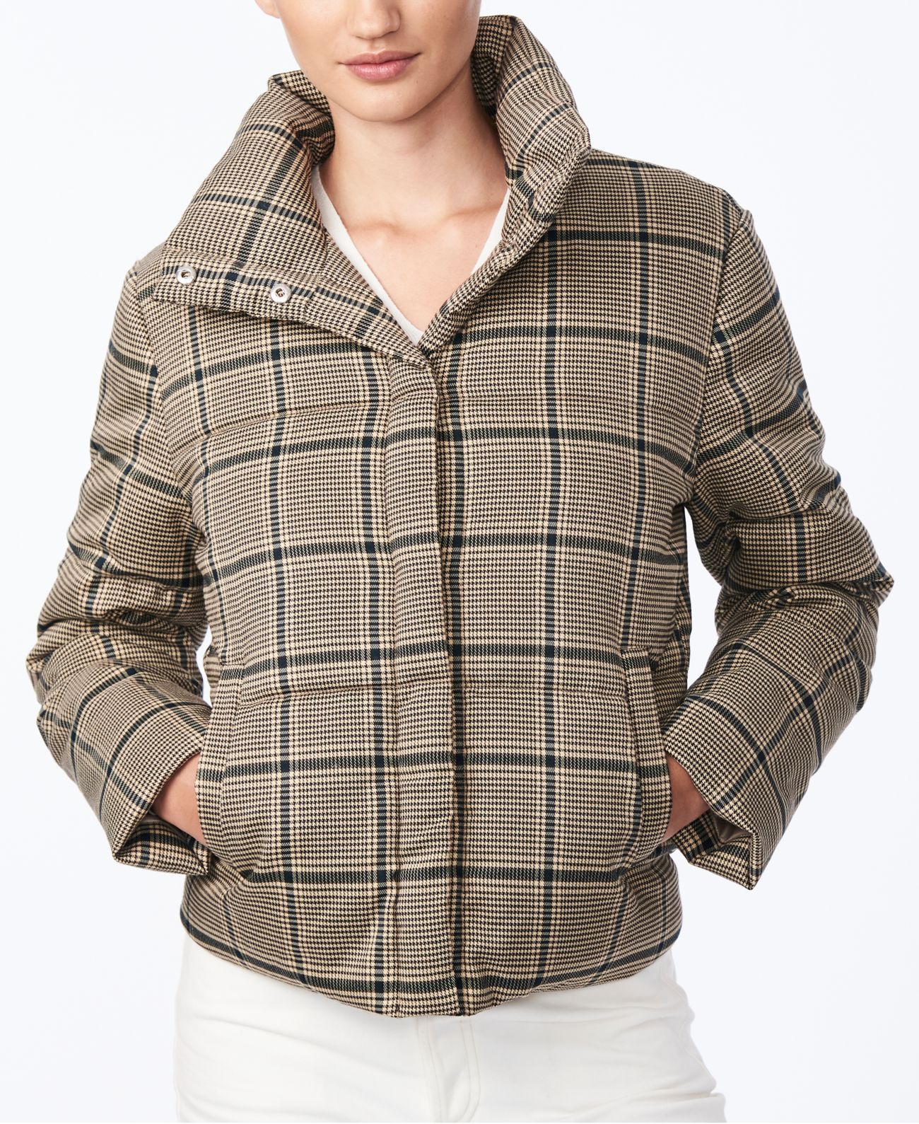 VariationCollection B Juniors’ Cropped Plaid Puffer Coat