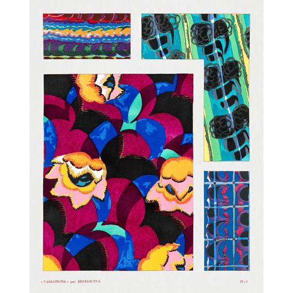 Variations #13 - Floral Art Deco Pattern by Edouard Benedictus - 12" x 18" Art Print Wall Decor