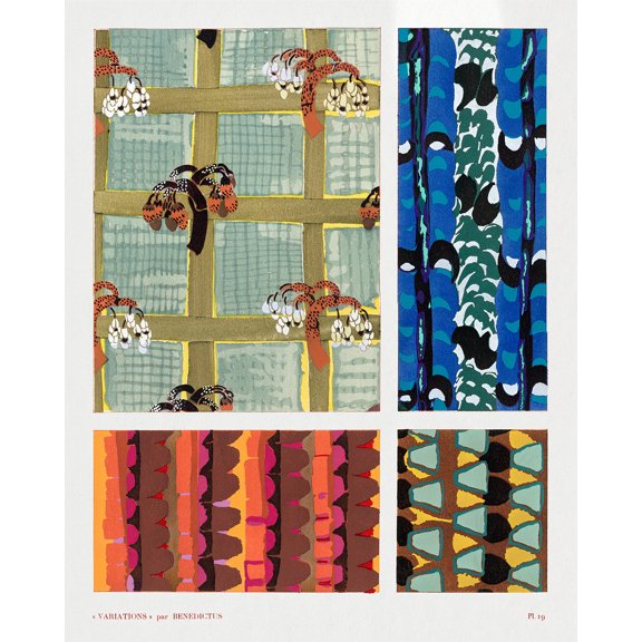 Variations #19 - Floral Art Deco Pattern by Edouard Benedictus - 12" x 18" Art Print Wall Decor