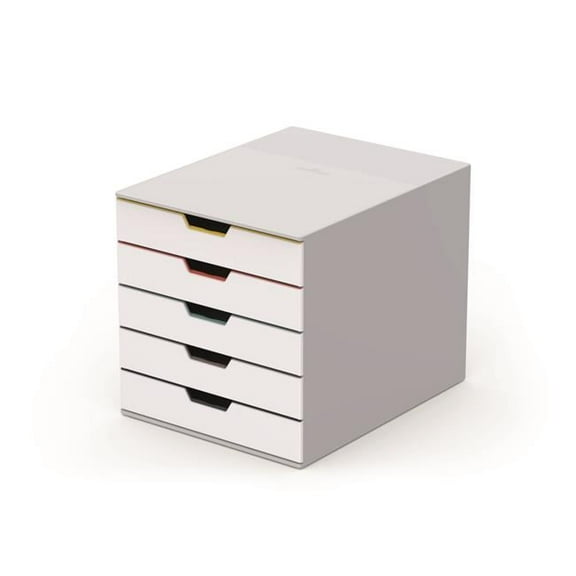 Varicolor Mix 5 Drawer Desktop Storage Box, White & Multi Color