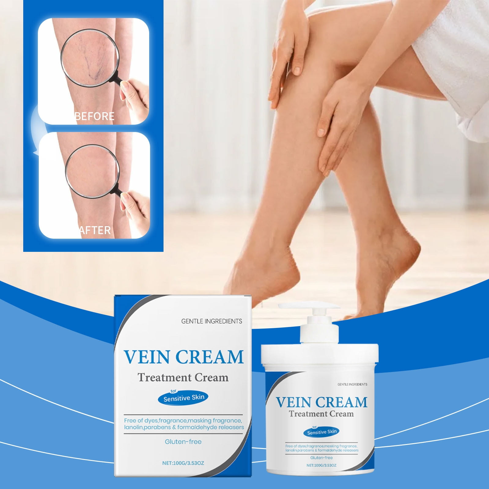 Varicose Vein Care Cream Massages Blue Veins and Red Blood Vessels To Reduce Varicose Veins and Provide Continuous Moisturizing To Prevent Dry Skin.