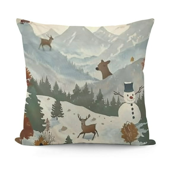 Varied Animals Wildlife Nature Mountains Scenery Design by Daphne Polselli Throw Pillow, Multi-Color